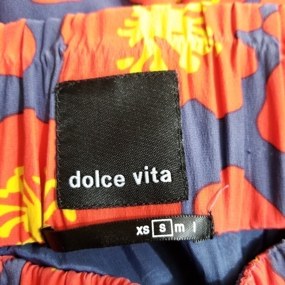 Dolce Vita red blue yellow floral bubble hem 100% silk mini skirt women's size S - Picture 3 of 7